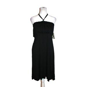 Converse Dress Women's Size XL Black Sleeveless Casual Halter Tie Neck Midi NEW